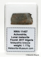 NWA 11407 Mond Meteorit - 1,175 g NWA 11407 Mond Meteorit - 1,175 g