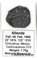Allende Meteorit - 1,70 g Allende Meteorit - 1,70 g