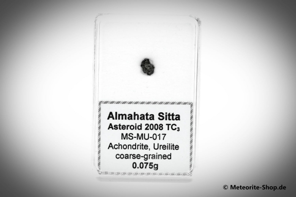 Almahata Sitta Meteorit (MS-MU-017: Ureilit > pyroxen-reich, grobkörnig) - 0,075 g