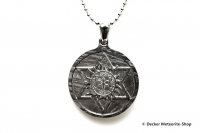Stein-Eisen-Meteorit-Anhänger (Seymchan | Scheibe | Hexagramm Carved Amulett) - 7,60 g Stein-Eisen-Meteorit-Anhänger (Seymchan | Scheibe | Hexagramm Carved Amulett) - 7,60 g