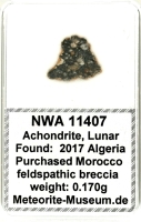 NWA 11407 Mond Meteorit - 0,170 g NWA 11407 Mond Meteorit - 0,170 g