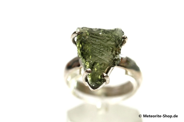 Moldavit-Ring (Tektit | Natura | Gr. 60 | 925er Silber ) - 5,00 g