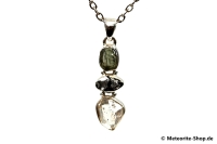Multi-Stein-Anhänger (Moldavit, Campo del Cielo & Herkimer "Diamant" | Natura | 925er Silber) - 3,80 g Multi-Stein-Anhänger (Moldavit, Campo del Cielo & Herkimer "Diamant" | Natura | 925er Silber) - 3,80 g