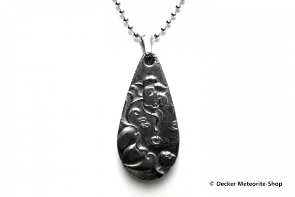 Stein-Eisen-Meteorit-Anhänger (Seymchan | Scheibe | Lotus Carved Amulett) - 15,50 g