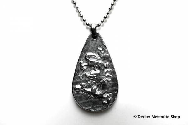 Stein-Eisen-Meteorit-Anhänger (Seymchan | Scheibe | Drache Carved Amulett) - 17,20 g