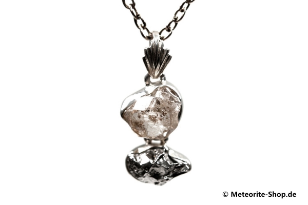 Multi-Stein-Anhänger (Meteorit & Quarzkristall | Natura | 925er Silber) - 5,20 g