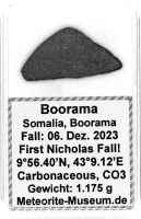 Boorama Meteorit - 1,175 g - " Erster Historischer Nikolaus Fall am 06.12.2023 in der Meteoriten Geschichte " Boorama Meteorit - 1,175 g - " Erster Historischer Nikolaus Fall am 06.12.2023 in der Meteoriten Geschichte "