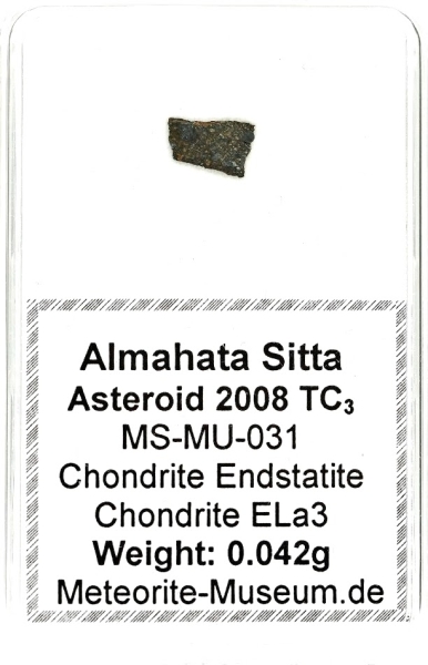 Almahata Sitta Meteorit (MS-MU-031: Enstatit-Chondrit > ELa3) - 0,042 g