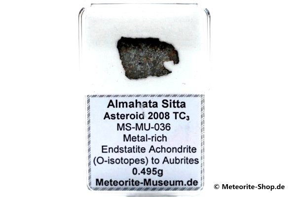 Almahata Sitta Meteorit (MS-MU-036: Enstatit-Achondrit (kein Aubrit) > metall-reich > einmalig) - 0,495 g