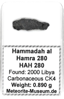 HaH 280 Meteorit - 0,890 g HaH 280 Meteorit - 0,890 g