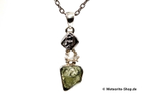 Multi-Stein-Anhänger (Moldavit, Campo del Cielo & Herkimer "Diamant" | Natura | 925er Silber) - 4,20 g Multi-Stein-Anhänger (Moldavit, Campo del Cielo & Herkimer "Diamant" | Natura | 925er Silber) - 4,20 g