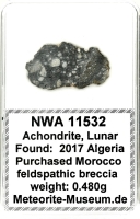 NWA 11532 Mond Meteorit - 0,480 g NWA 11532 Mond Meteorit - 0,480 g