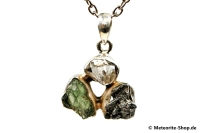 Multi-Stein-Anhänger (Moldavit, Campo del Cielo & Herkimer "Diamant" | Natura | 925er Silber) - 4,90 g Multi-Stein-Anhänger (Moldavit, Campo del Cielo & Herkimer "Diamant" | Natura | 925er Silber) - 4,90 g