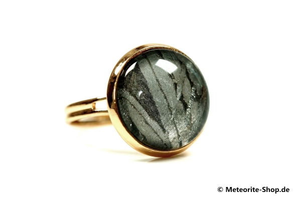 Eisen-Meteorit Ring (Aletai | Glatt | Verstellbar Gr. 54 - 57 | Vergoldet) - 2,70 g