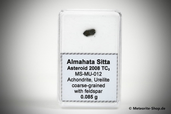 Almahata Sitta Meteorit (MS-MU-012: Ureilit > pyroxen-reich, grobkörnig > einmalig) - 0,085 g
