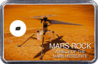 Mars Meteorit NWA 10628 (Motiv: Mars Hubschrauber Ingenuity auf Marsoberfläche in Frontansicht) Mars Meteorit NWA 10628 (Motiv: Mars Hubschrauber Ingenuity auf Marsoberfläche in Frontansicht)