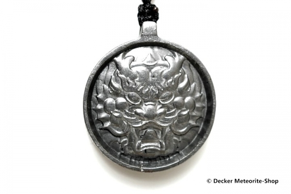 Stein-Eisen-Meteorit-Anhänger (Seymchan | Scheibe | Dragon King Carved Amulett) - 20,30 g