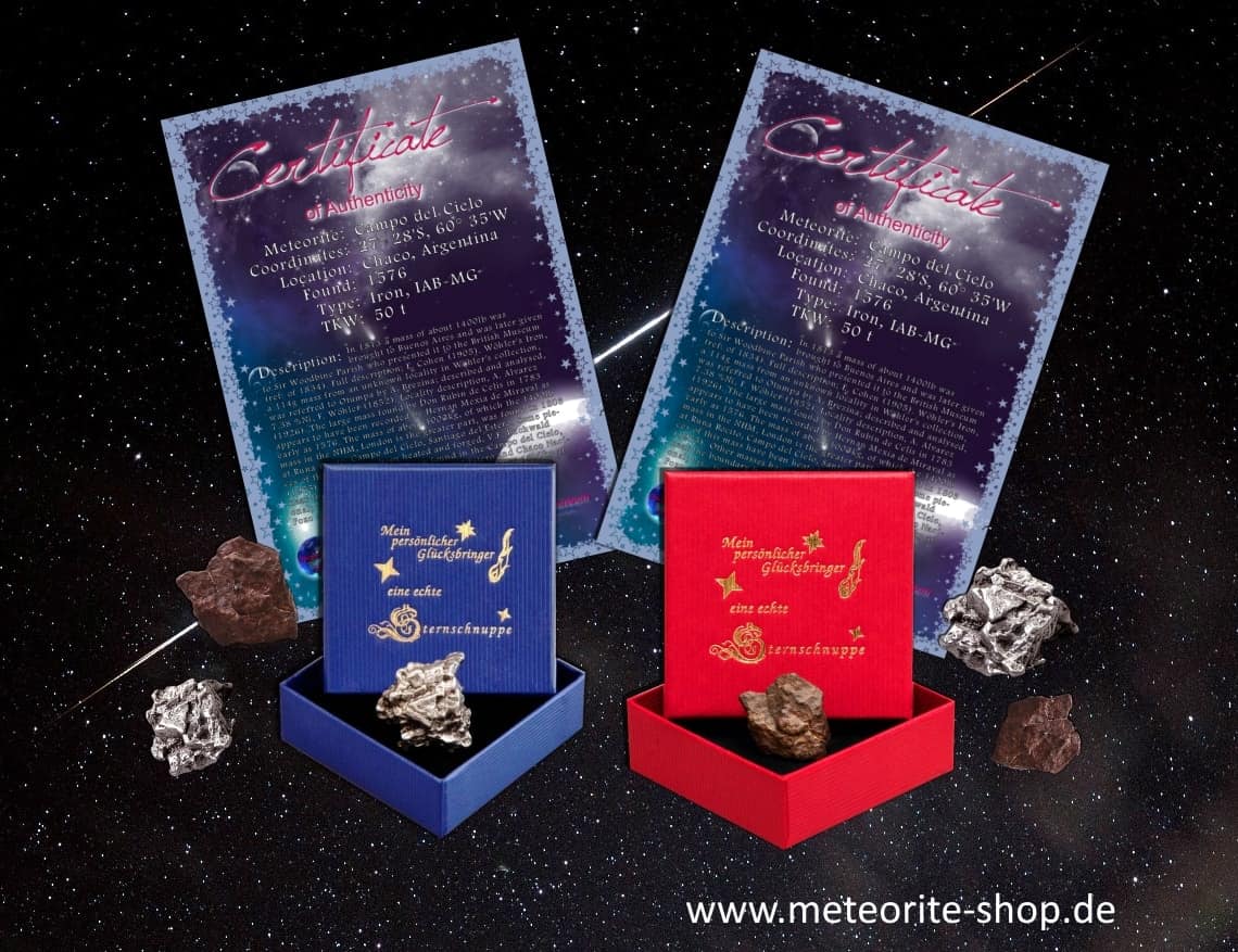 Echte Sternschnuppe in Form von echten Meteoriten und personalisiertem Zertifikat zum Kaufen