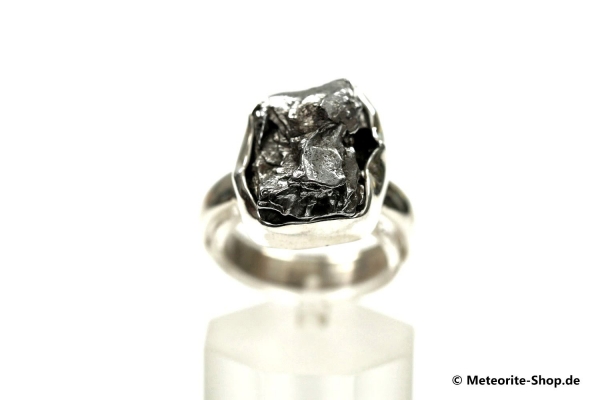 Eisen-Meteorit-Ring (Campo del Cielo | Gefasst | Gr. 57 | 925er Silber) - 7,40 g