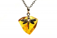 Bernstein-Anhänger (Fossil & Herkimer "Diamant" | 925er Silber) - 3,25 g Bernstein-Anhänger (Fossil & Herkimer "Diamant" | 925er Silber) - 3,25 g