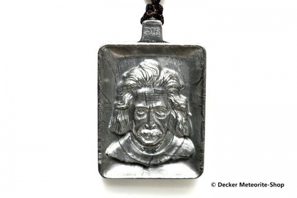 Stein-Eisen-Meteorit-Anhänger (Seymchan | Scheibe | Albert Einstein Carved Amulett) - 29,30 g