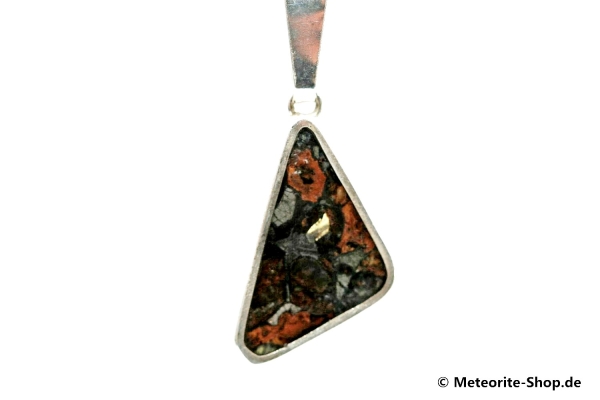 Stein-Eisen-Meteorit-Anhänger (Jepara | Scheibe | 925er Silber) - 1,65 g