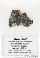 NWA 11407 Mond Meteorit - 1,905 g NWA 11407 Mond Meteorit - 1,905 g