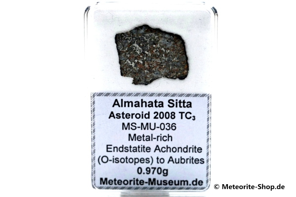 Almahata Sitta Meteorit (MS-MU-036: Enstatit-Achondrit (kein Aubrit) > metall-reich > einmalig) - 0,970 g