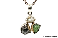 Multi-Stein-Anhänger (Moldavit, Campo del Cielo & Herkimer "Diamant" | Natura | 925er Silber) - 4,40 g Multi-Stein-Anhänger (Moldavit, Campo del Cielo & Herkimer "Diamant" | Natura | 925er Silber) - 4,40 g