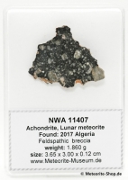 NWA 11407 Mond Meteorit - 1,860 g NWA 11407 Mond Meteorit - 1,860 g