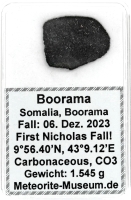 Boorama Meteorit - 1,545 g - " Erster Historischer Nikolaus Fall am 06.12.2023 in der Meteoriten Geschichte " Boorama Meteorit - 1,545 g - " Erster Historischer Nikolaus Fall am 06.12.2023 in der Meteoriten Geschichte "