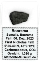 Boorama Meteorit - 1,350 g - " Erster Historischer Nikolaus Fall am 06.12.2023 in der Meteoriten Geschichte " Boorama Meteorit - 1,350 g - " Erster Historischer Nikolaus Fall am 06.12.2023 in der Meteoriten Geschichte "