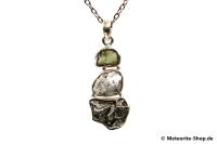 Multi-Stein-Anhänger (Moldavit, Campo del Cielo & Herkimer "Diamant" | Natura | 925er Silber) - 9,80 g Multi-Stein-Anhänger (Moldavit, Campo del Cielo & Herkimer "Diamant" | Natura | 925er Silber) - 9,80 g