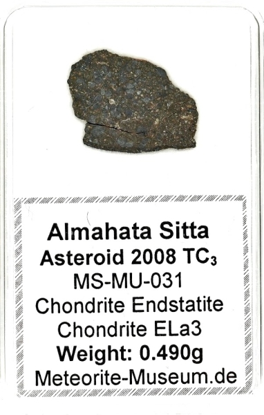 Almahata Sitta Meteorit (MS-MU-031: Enstatit-Chondrit > ELa3) - 0,490 g