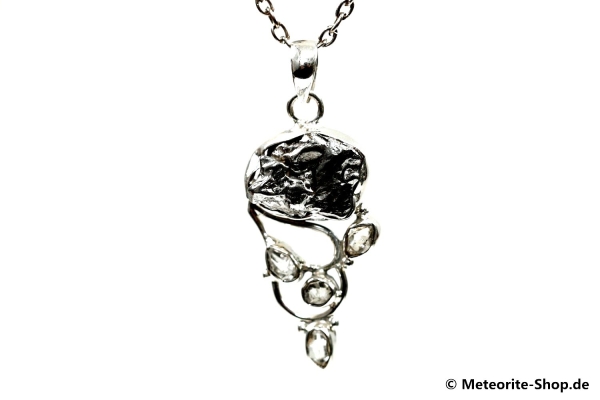 Multi-Stein-Anhänger (Meteorit & Quarzkristall | Natura | 925er Silber) - 9,40 g