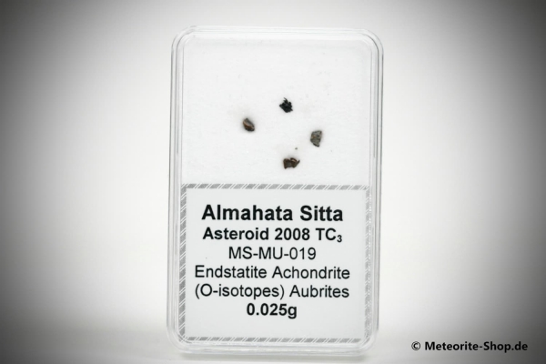 Almahata Sitta Meteorit (MS-MU-019: Enstatit-Achondrit (kein Aubrit) > metall-reich > einmalig) - 0,025 g