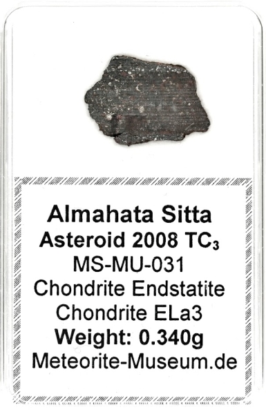 Almahata Sitta Meteorit (MS-MU-031: Enstatit-Chondrit > ELa3) - 0,340 g