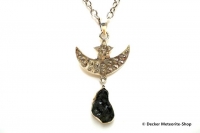 Moldavit-Anhänger Halbmond & Stern (Tektit | Natura | 925er Silber) - 3,60 g Moldavit-Anhänger Halbmond & Stern (Tektit | Natura | 925er Silber) - 3,60 g