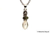 Multi-Stein-Anhänger (Moldavit, Campo del Cielo & Herkimer "Diamant" | Natura | 925er Silber) - 4,10 g Multi-Stein-Anhänger (Moldavit, Campo del Cielo & Herkimer "Diamant" | Natura | 925er Silber) - 4,10 g