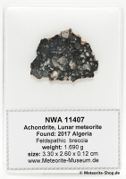 NWA 11407 Mond Meteorit - 1,690 g NWA 11407 Mond Meteorit - 1,690 g