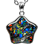 Eisen-Meteorit-Anhänger (Muonionalusta Sternschnuppe | Synthetic Opal | 925er Silber)