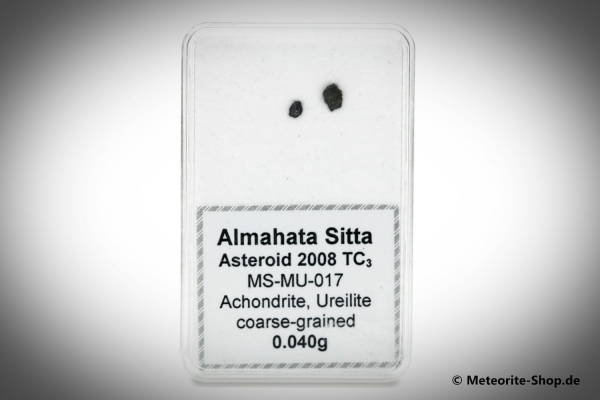 Almahata Sitta Meteorit (MS-MU-017: Ureilit > pyroxen-reich, grobkörnig) - 0,04 g