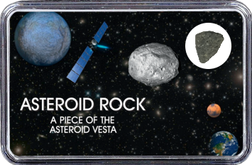 Vesta Meteorit Sariçiçek (Motiv: Vesta mit Erde, Mars, Merkur und Raumsonde Dawn)