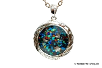 Eisen-Meteorit-Anhänger (Muonionalusta Sterne & Mond | Scheibe | Synthetic Opal | 925er Silber & Swarovski Steine) - 6,70 g Eisen-Meteorit-Anhänger (Muonionalusta Sterne & Mond | Scheibe | Synthetic Opal | 925er Silber & Swarovski Steine) - 6,70 g