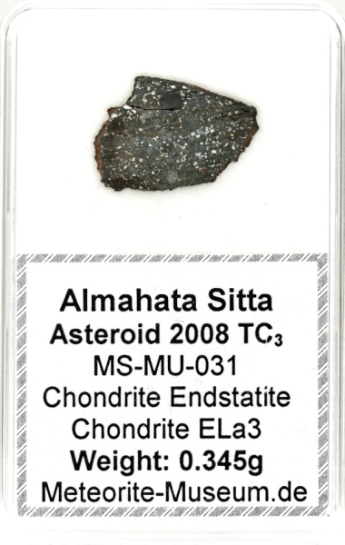Almahata Sitta Meteorit (MS-MU-031: Enstatit-Chondrit > ELa3) - 0,345 g