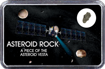 Vesta Meteorit Sariçiçek (Motiv: Vesta mit Mars und Raumsonde Dawn)