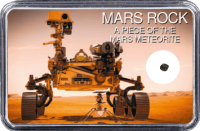 Mars Meteorit NWA 6963 (Motiv: Mars Rover Perseverance mit Hubschrauber Ingenuity in Frontansicht) Mars Meteorit NWA 6963 (Motiv: Mars Rover Perseverance mit Hubschrauber Ingenuity in Frontansicht)