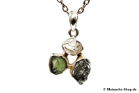 Multi-Stein-Anhänger (Moldavit, Campo del Cielo & Herkimer "Diamant" | Natura | 925er Silber) - 4,90 g Multi-Stein-Anhänger (Moldavit, Campo del Cielo & Herkimer "Diamant" | Natura | 925er Silber) - 4,90 g