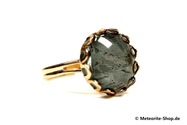 Eisen-Meteorit Ring (Aletai | Krone | Verstellbar Gr. 54 - 57 | Vergoldet) - 2,80 g