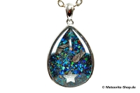 Eisen-Meteorit-Anhänger (Muonionalusta Sternschnuppen & Stern | Cabochon | Synthetic Opal | 925er Silber) - 6,90 g Eisen-Meteorit-Anhänger (Muonionalusta Sternschnuppen & Stern | Cabochon | Synthetic Opal | 925er Silber) - 6,90 g